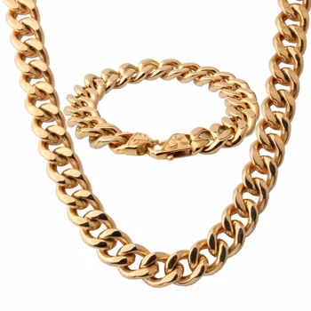 New Design 5 Color Tone 13mm/15mm Width Vintage Necklace Bracelet Jewelry Sets Stainless Steel Fashion Accessories for Men Women
New Design 5 Color Tone 13mm/15mm Width Vintage Necklace Bracelet Jewelry Sets Stainless Steel Fashion Accessories for Men Women