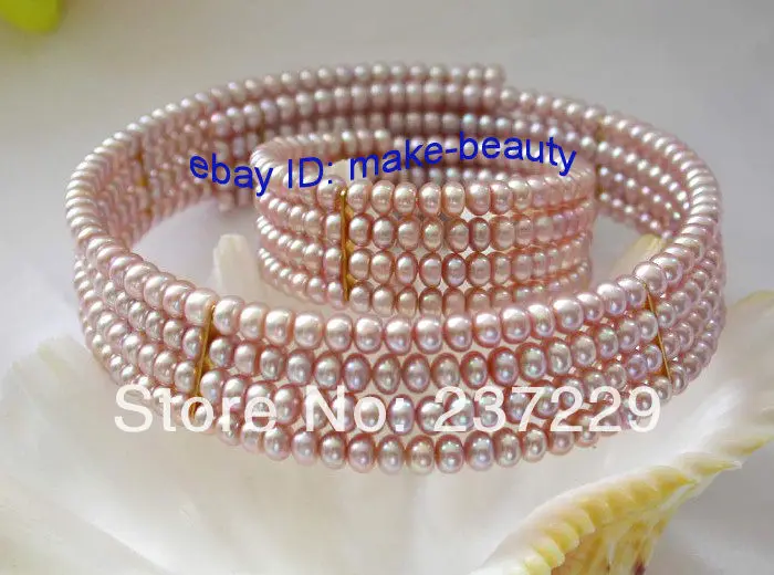 Hot sell Noble- Wholesale price FREE SHIPPING aclassic 4rows Lavender freshwater pearls necklace&bracelet a set (A0423)
Hot sell Noble- Wholesale price FREE SHIPPING aclassic 4rows Lavender freshwater pearls necklace&bracelet a set (A0423)