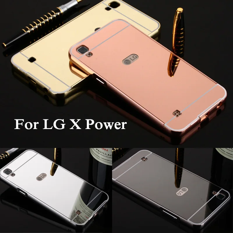 Чехол для LG X Power K220 металлическая рамка с зеркальным эффектом задняя крышка