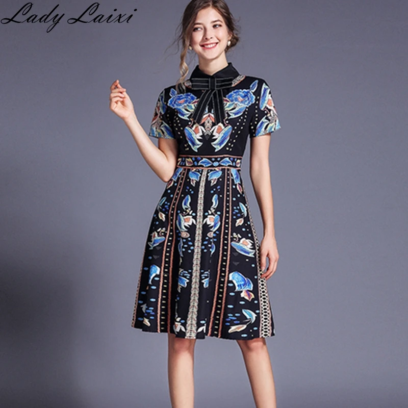 2019 Summer High quality Runway Women Print Dress Fashion Bow Vintage Elegant Party Dresses Short Sleeve Slim work Dress
2019 Summer High quality Runway Women Print Dress Fashion Bow Vintage Elegant Party Dresses Short Sleeve Slim work Dress