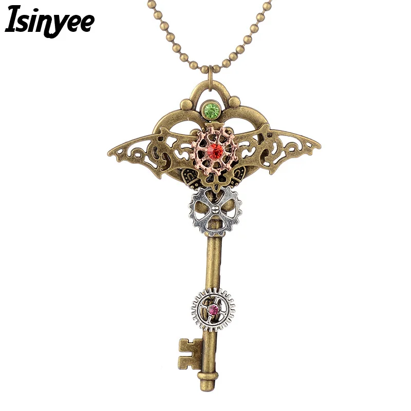 ISINYEE Fashion Key Gears Pendant Long Beaded Chain Crystal Angel Wings Necklace For Women Party Vintage Gold Steampunk Jewelry
ISINYEE Fashion Key Gears Pendant Long Beaded Chain Crystal Angel Wings Necklace For Women Party Vintage Gold Steampunk Jewelry