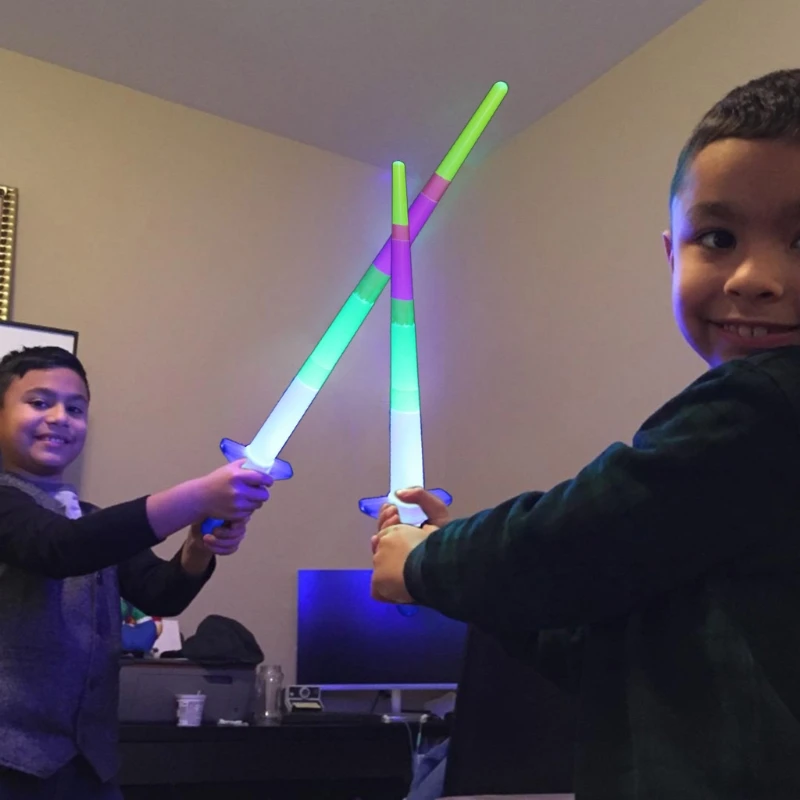 HBB 1Pc New Rainbow Laser Sword Extendable Light Up Toys Flashing Wands Led Sticks Party Children Luminous (Random Color) | Игрушки и