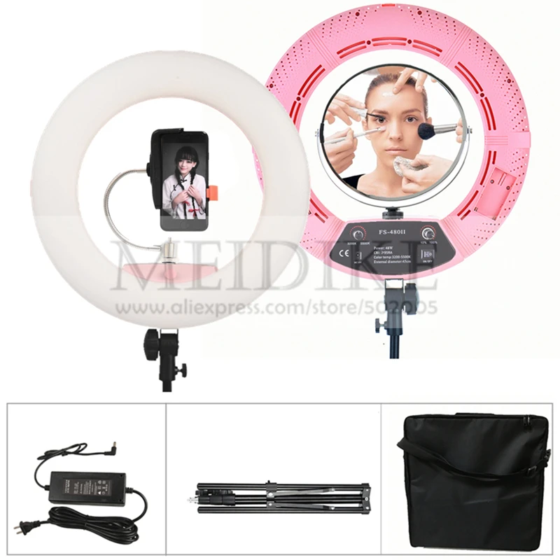 Yidoblo LED Ring lamp FS-480II Bio-color adjustable beauty salon makeup 48W 240 LEDS Ring Light LED Lamp+ 2M standing + Bag Kit
Yidoblo LED Ring lamp FS-480II Bio-color adjustable beauty salon makeup 48W 240 LEDS Ring Light LED Lamp+ 2M standing + Bag Kit