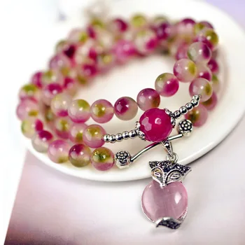 Natural Watermelon Crystal Stone Stone Bracelet Pink Fox Clover Charm Buddha Prayer Beads Mala Multi-layer Wrap Bracelet
Natural Watermelon Crystal Stone Stone Bracelet Pink Fox Clover Charm Buddha Prayer Beads Mala Multi-layer Wrap Bracelet