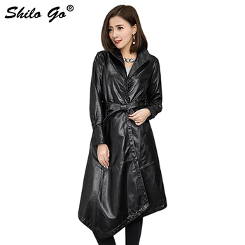 SHILO GO Leather Trench Womens Spring Fashion sheepskin genuine Leather long coat laple collar long sleeve bow belt asymmetrical
SHILO GO Leather Trench Womens Spring Fashion sheepskin genuine Leather long coat laple collar long sleeve bow belt asymmetrical