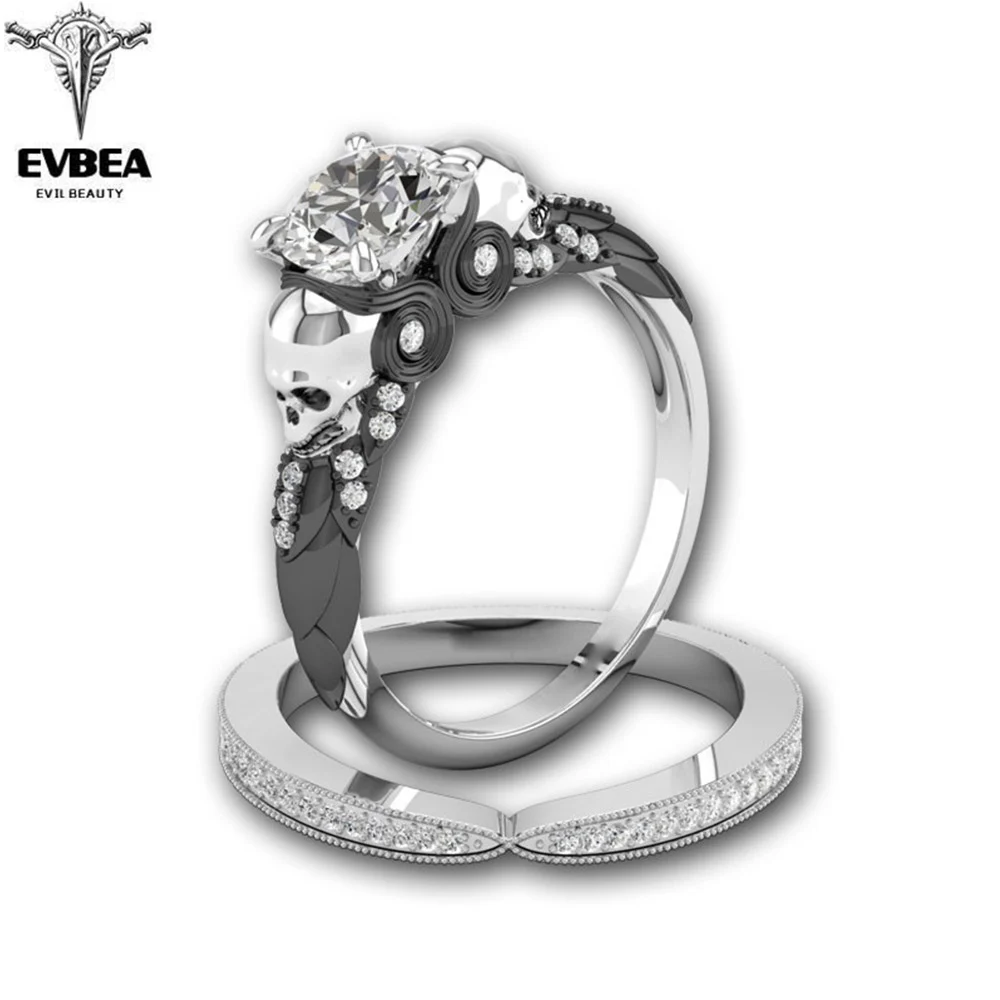 EVBEA Evil Skull Skeleton Hand CZ Two Ring Set Punk Style Motor Biker Men's Jewelry Ring Set Luxury Rose Crystal Ring For Women
EVBEA Evil Skull Skeleton Hand CZ Two Ring Set Punk Style Motor Biker Men's Jewelry Ring Set Luxury Rose Crystal Ring For Women
