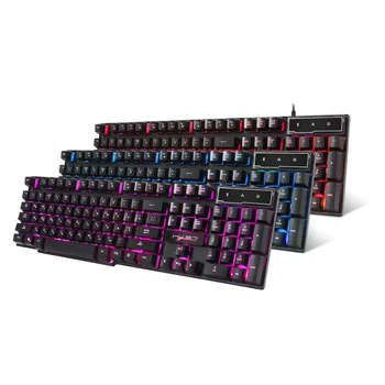 

R8 Russian/English USB Wired Gaming Keyboard Floating LED 3 color Backlit Keyboard with Similar Mechanical Feel