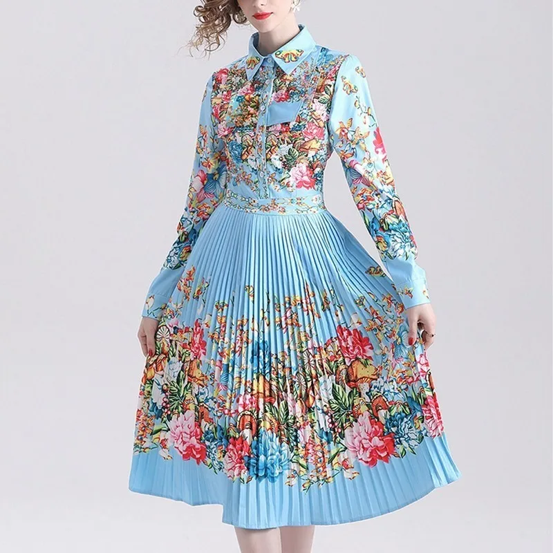 Runway Women Pleated Vestidos Summer Long Sleeve Floral Print Party Long Shirt Dress Elegant Slim Holiday Beach Boho Sundress
Runway Women Pleated Vestidos Summer Long Sleeve Floral Print Party Long Shirt Dress Elegant Slim Holiday Beach Boho Sundress