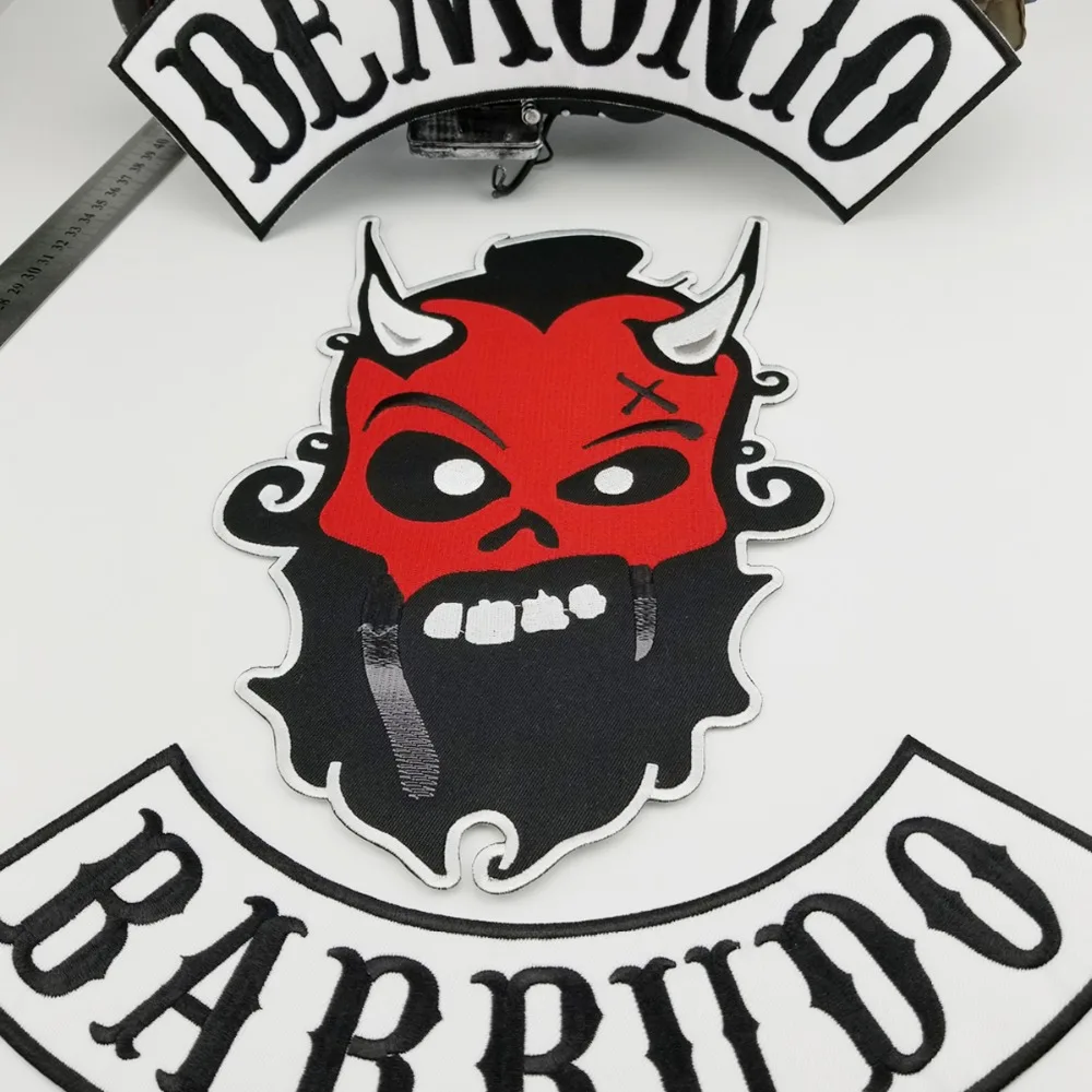 Demonio Barbudo Red Devil Iron On Patches For Clothing Full Back Patch Punk Biker Jacket Vest Custom Design (5)