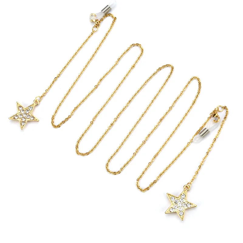 Metal glasses chain five-pointed star pendant glasses chain Retro glasses chain gold and silver two-color glasses chain
Metal glasses chain five-pointed star pendant glasses chain Retro glasses chain gold and silver two-color glasses chain