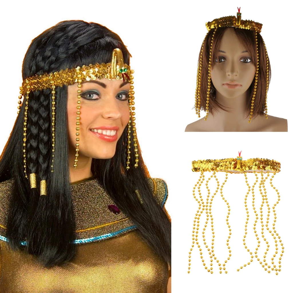 Charming Egyptian style women crown headband Gold Cleopatra Queen Bead Headdress Headband Sequin Crown Fancy Dress
Charming Egyptian style women crown headband Gold Cleopatra Queen Bead Headdress Headband Sequin Crown Fancy Dress