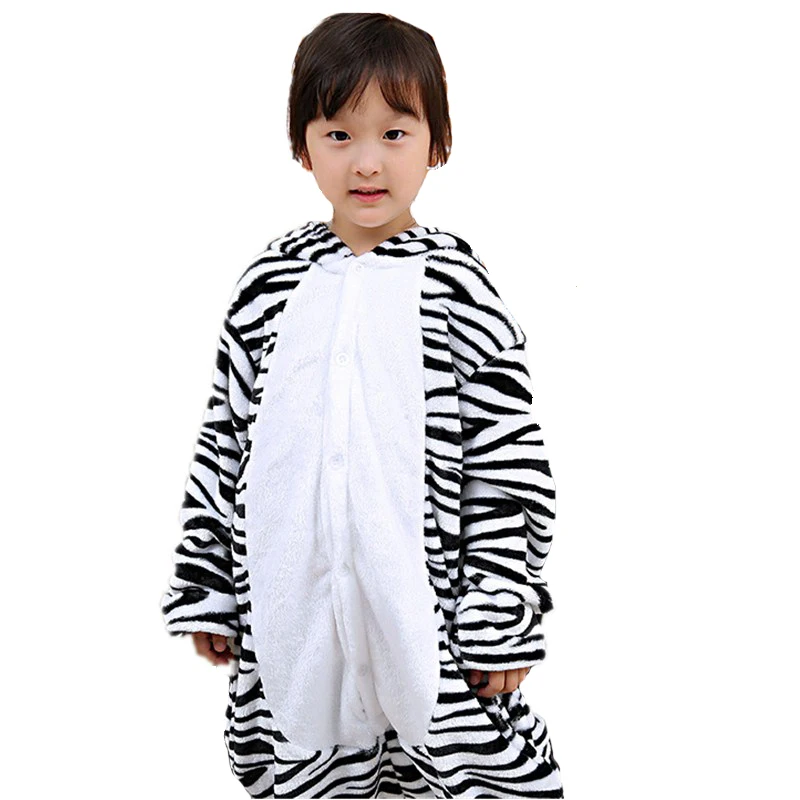 Fantastic Zebra Children Onesies Kigurumi Cartoon Soft Flannel Pajamas Baby One piece Sleepwear Cosplay For Halloween Jumpsuit (3)