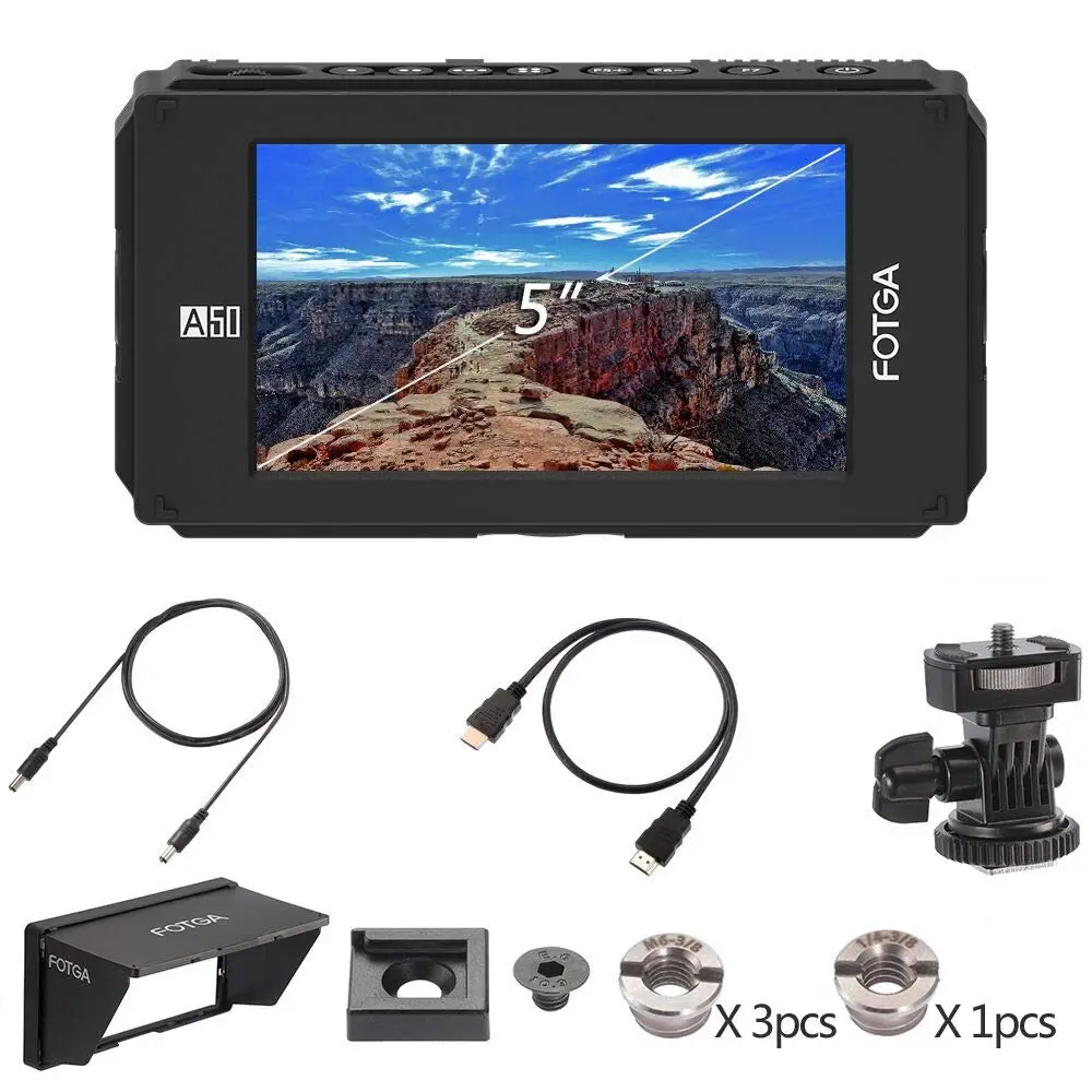 FOTGA DP500IIIS A50T 5" FHD Video On-Camera Field Monitor Touch Screen 1920x1080 HDMI 4K Input/Output for 5DIII IV A7 A7R GH4
FOTGA DP500IIIS A50T 5" FHD Video On-Camera Field Monitor Touch Screen 1920x1080 HDMI 4K Input/Output for 5DIII IV A7 A7R GH4