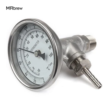 In-line Thermometer Monitor, Brew Plate Chiller Monitor, 1/2"NPT Tee, 1/2" Hose Barb, 3" Face Bi-metal Thermometer x 2" Probe
In-line Thermometer Monitor, Brew Plate Chiller Monitor, 1/2"NPT Tee, 1/2" Hose Barb, 3" Face Bi-metal Thermometer x 2" Probe