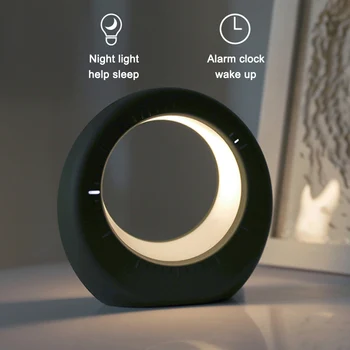 

USB Charging LED Night Light Non Ticking Bedside Alarm Clock with Nightlight for Home Office ALI88