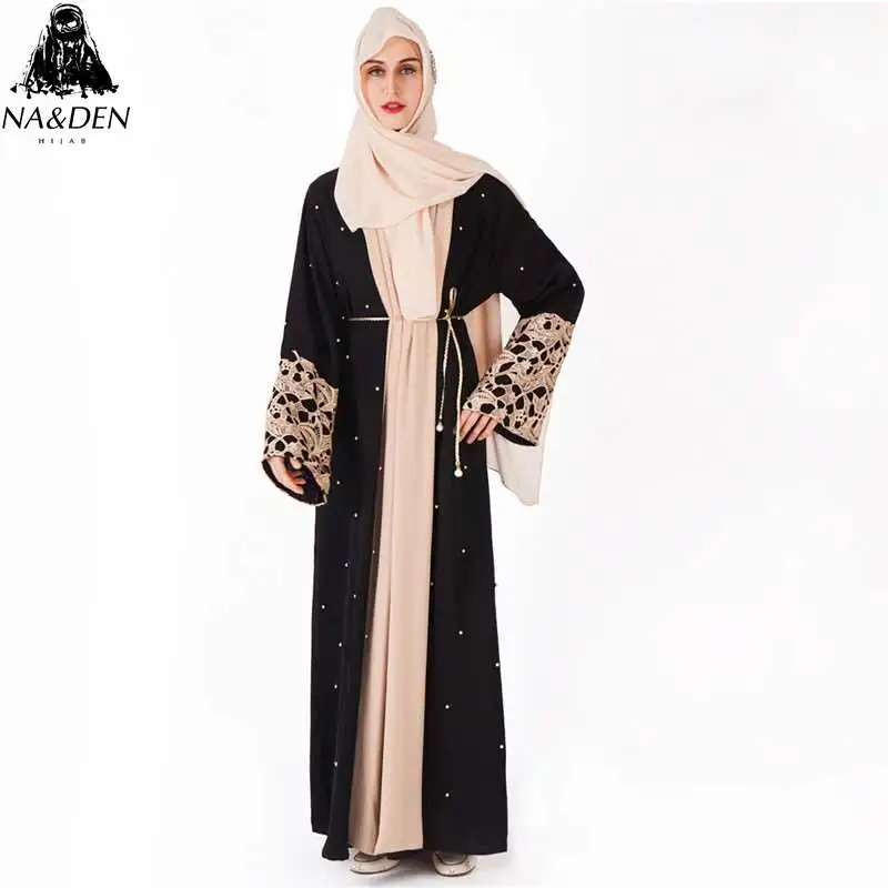 EID islamic kimono abaya black women long with lace and batwing sleeve front open beading new model in dubai abaya Kimono
EID islamic kimono abaya black women long with lace and batwing sleeve front open beading new model in dubai abaya Kimono