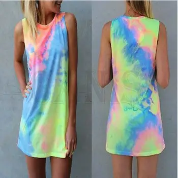 Women Summer Sleeveless Colorful Bloom Painted Mini Dress Evening Party Beach Dresses Sundress
Women Summer Sleeveless Colorful Bloom Painted Mini Dress Evening Party Beach Dresses Sundress