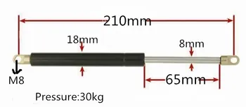 210mm Hole Center 65mm Stroke Auto Gas Spring 30kg Force Lift Support M8 Eyelet Gas Strut Shock Spring Prop
210mm Hole Center 65mm Stroke Auto Gas Spring 30kg Force Lift Support M8 Eyelet Gas Strut Shock Spring Prop