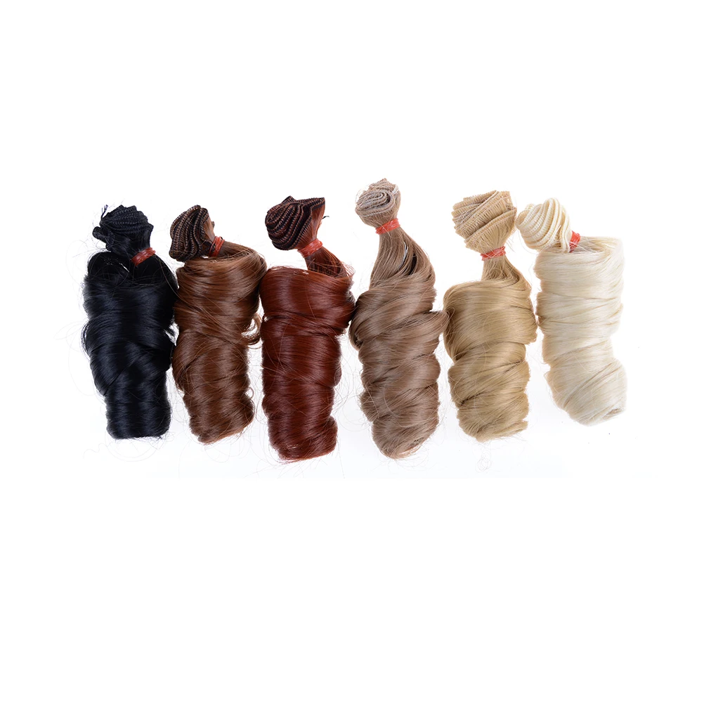 curly doll wigs brown khaki black high temperature heat resistant hair 1/3 1/4 1/6 BJD diy | Игрушки и хобби