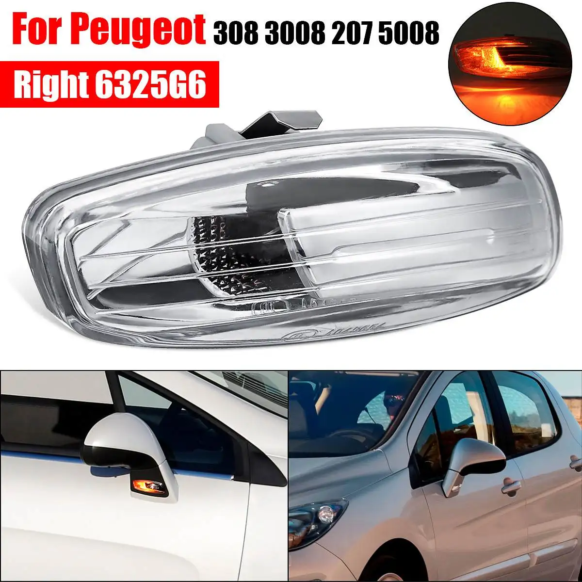 Car Light Lamp LED Side Indicator Repeater Light Right 6325G6 For Peugeot 308 3008 207 5008 RCZ
Car Light Lamp LED Side Indicator Repeater Light Right 6325G6 For Peugeot 308 3008 207 5008 RCZ