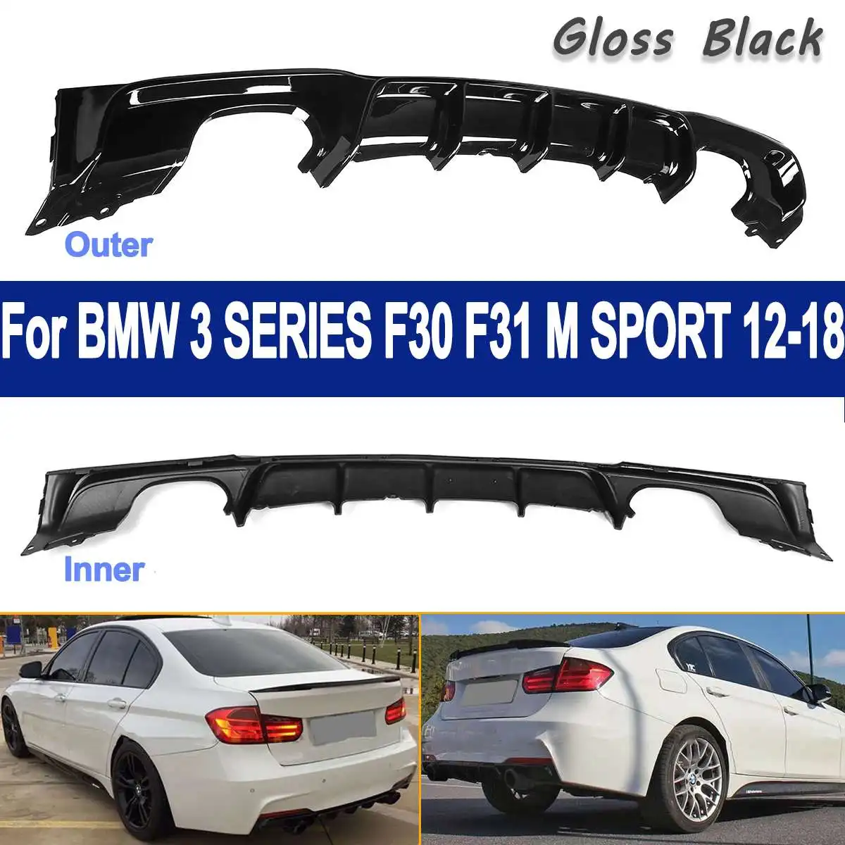 1Pc Rear Bumpers Diffuser for BMW 3 Series F30 F31 M Sport Edition Gloss Black 4-doors Back Lip 2012-18
1Pc Rear Bumpers Diffuser for BMW 3 Series F30 F31 M Sport Edition Gloss Black 4-doors Back Lip 2012-18