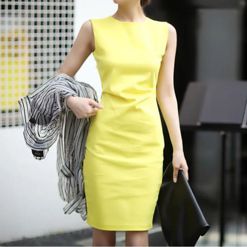 Summer Dress Women Vestidos Fashion Casual Slim Sleeveless Bodycon Dresses Elegant Vintage Ladies Work Office Party Dress Q327
Summer Dress Women Vestidos Fashion Casual Slim Sleeveless Bodycon Dresses Elegant Vintage Ladies Work Office Party Dress Q327