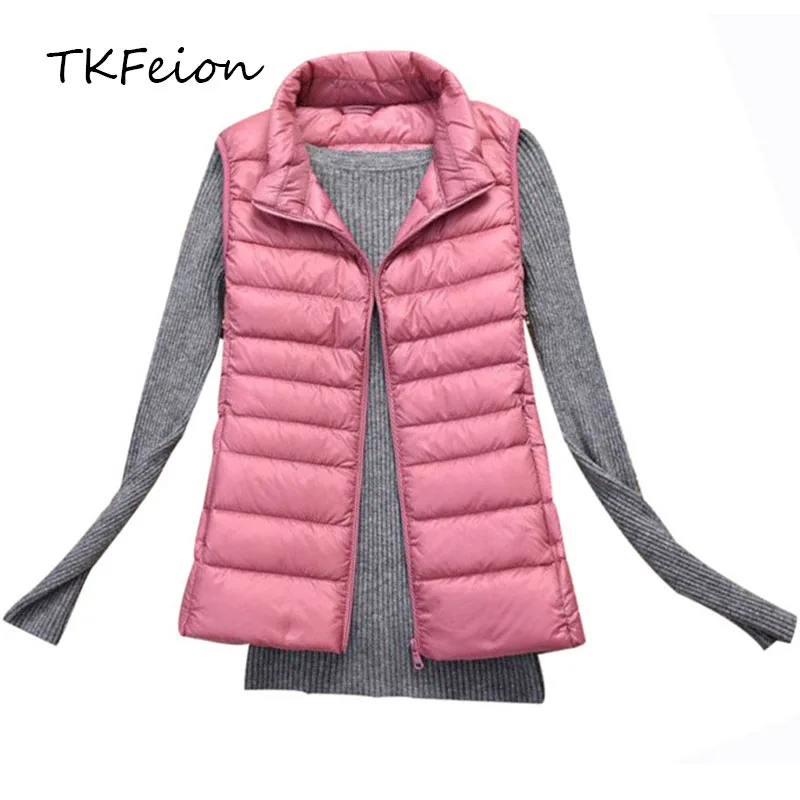 Female Autumn Winter Warm Vest Coat Light Ultra-thin Style Ladies Slim Jacket Sleeveless Stand Collar 90% Duck Down Womens Coats
Female Autumn Winter Warm Vest Coat Light Ultra-thin Style Ladies Slim Jacket Sleeveless Stand Collar 90% Duck Down Womens Coats