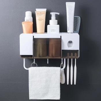 NHBR-Toothbrush Holder Set Save Space No Drill Wall Mount Toothpaste Dispenser And Multi-Functional Slots Bathroom Organizer
NHBR-Toothbrush Holder Set Save Space No Drill Wall Mount Toothpaste Dispenser And Multi-Functional Slots Bathroom Organizer