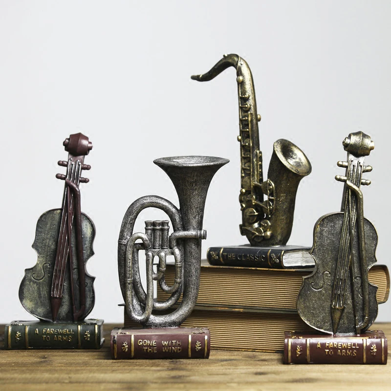 European Style Resin Saxophone Violin Model antique musical instrument model Creative wine cabinet small Home Decoration
European Style Resin Saxophone Violin Model antique musical instrument model Creative wine cabinet small Home Decoration