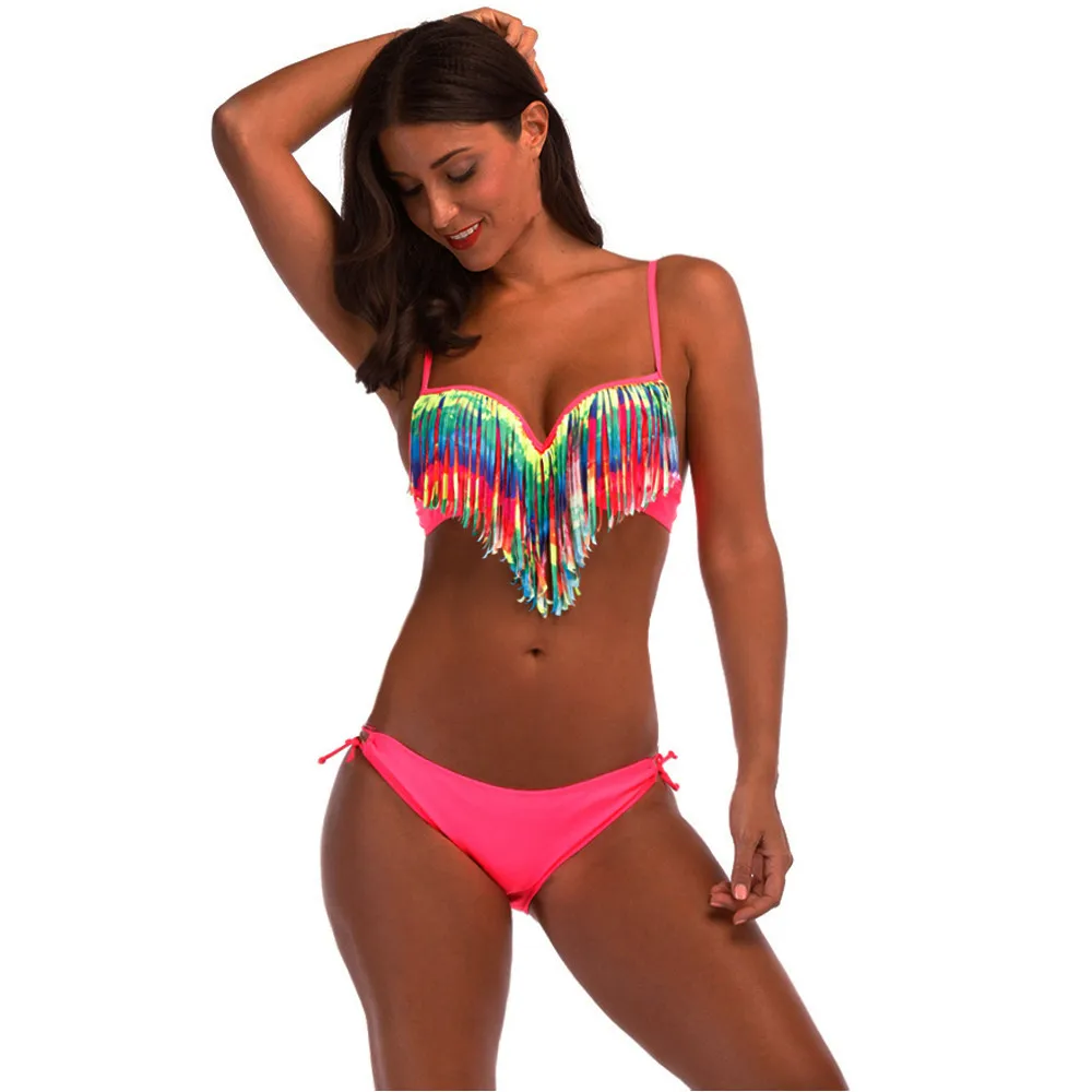 Rainbow Tassel Bikinis 2019 Mujer Summer Brazilian Bikini Set Women Sexy Push Up Padded Bra String Biquini Female Swimsuit #JO
Rainbow Tassel Bikinis 2019 Mujer Summer Brazilian Bikini Set Women Sexy Push Up Padded Bra String Biquini Female Swimsuit #JO