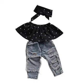 pudcoco Infant Clothes Sets Dot Sleeveless Tops Vest 3pcs