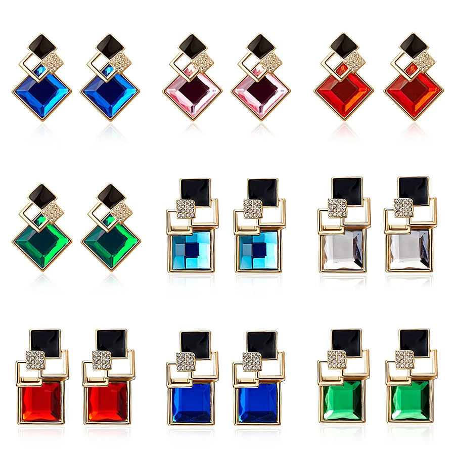 10 Colors Fashion Brincos Vintage Long Square Crystal Earring Big Geometric Stud Earrings For Women Classic Gold-Color Jewelry
10 Colors Fashion Brincos Vintage Long Square Crystal Earring Big Geometric Stud Earrings For Women Classic Gold-Color Jewelry