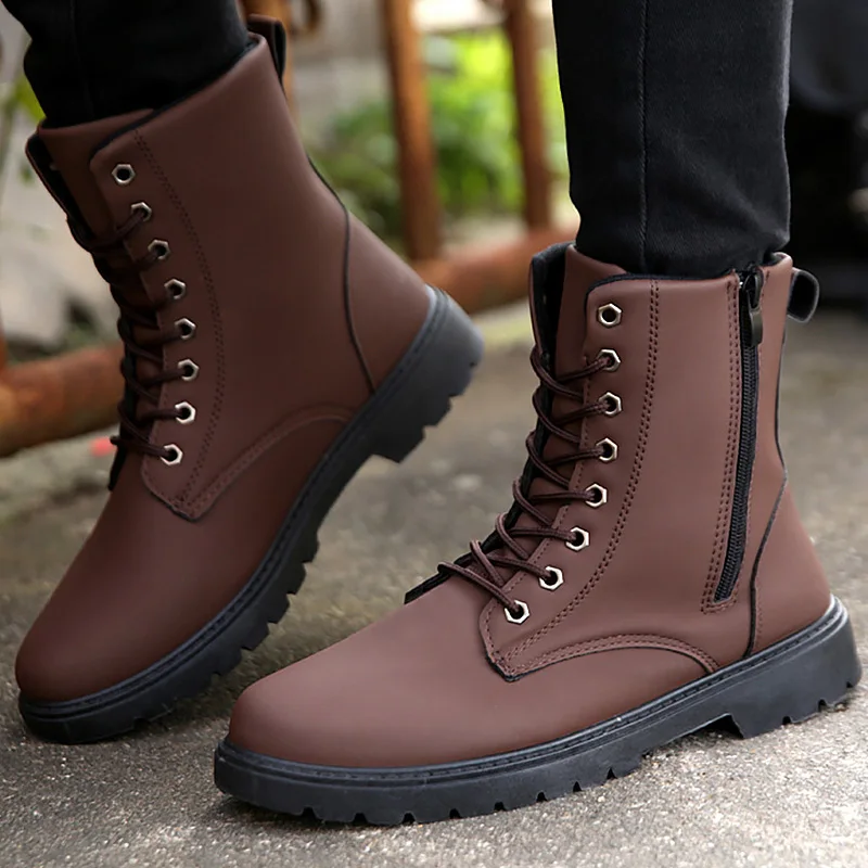 Boots men casual leather zipper short plush designer snow boot round comfortable non-slip martin boots fashion winter 
Boots men casual leather zipper short plush designer snow boot round comfortable non-slip martin boots fashion winter