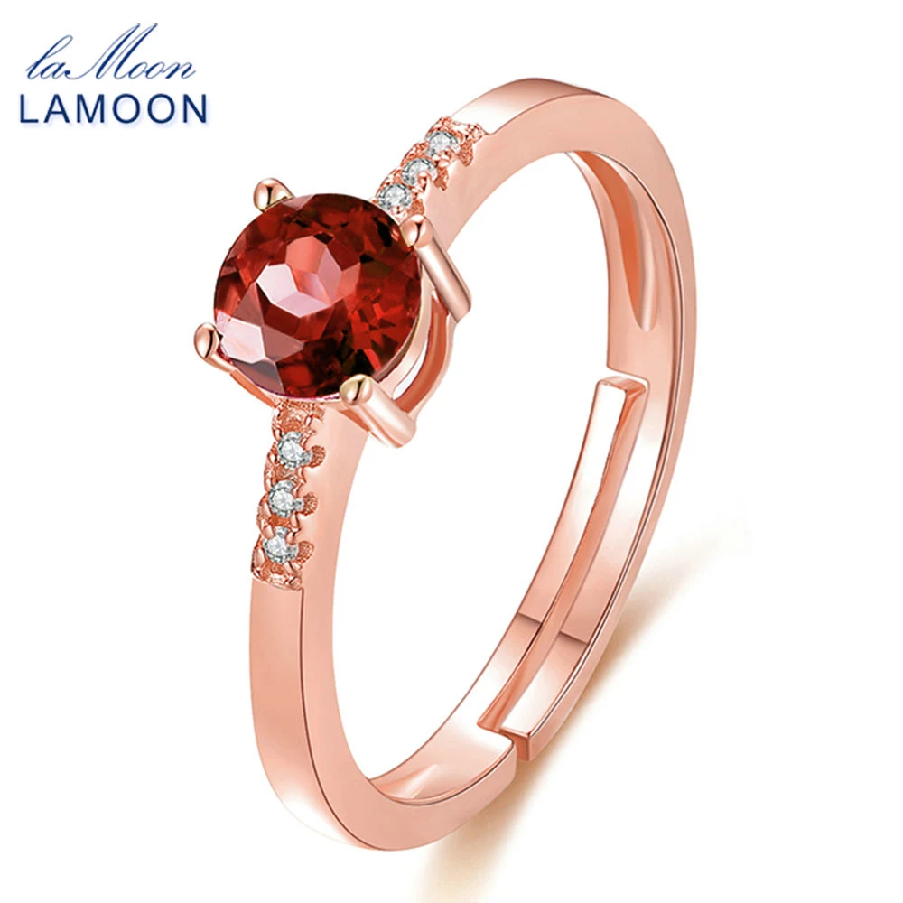 LAMOON 100% натуральный драгоценный камень Классический 5 мм 0.5ct гранат свадебное