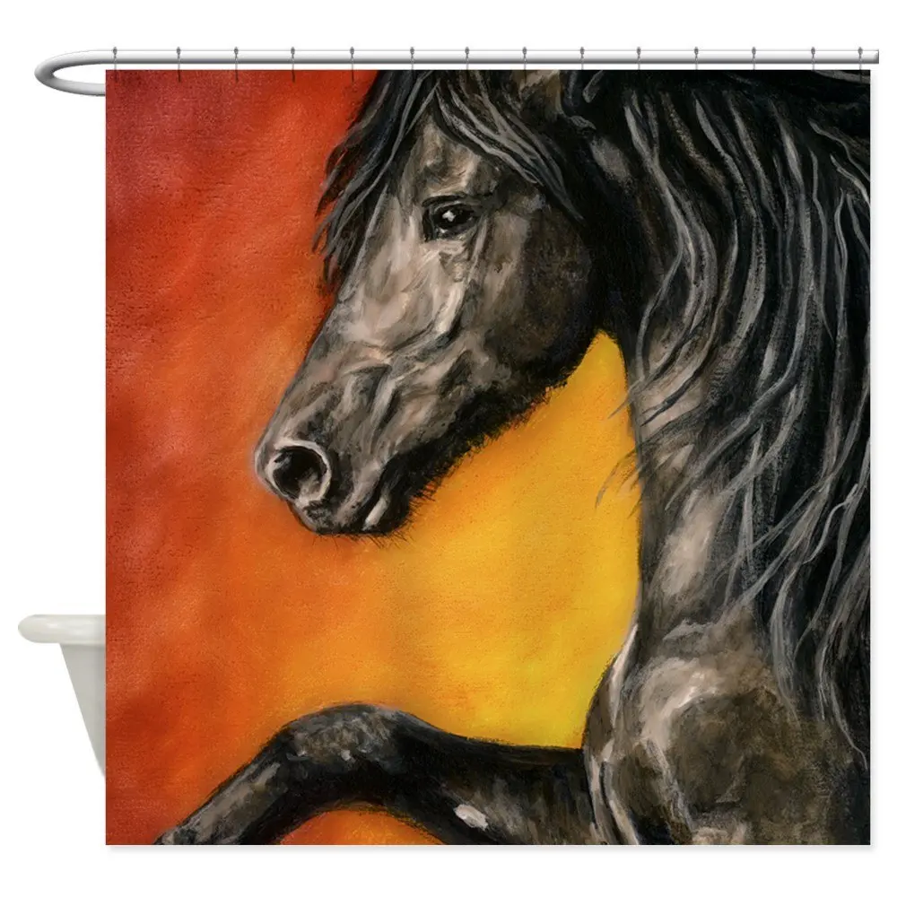 Our House Black Satin Friesian Horse Decorative Fabric Shower Curtain Set and Floor Mat Non-slip Doormat Rug
Our House Black Satin Friesian Horse Decorative Fabric Shower Curtain Set and Floor Mat Non-slip Doormat Rug