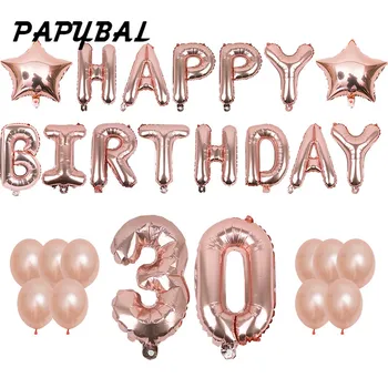

Rose Gold Balloons Foil Champagne 1th 18th 21th 30th 40th 50th Number Ball Happy Birthday Party Decorations Adult Party Supplie