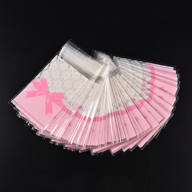 100pcs/lot Mini Flower Lace Bow Gift Packaging Opp Bag Self-adhesive Bags Biscuit Cookies Candy | Дом и сад