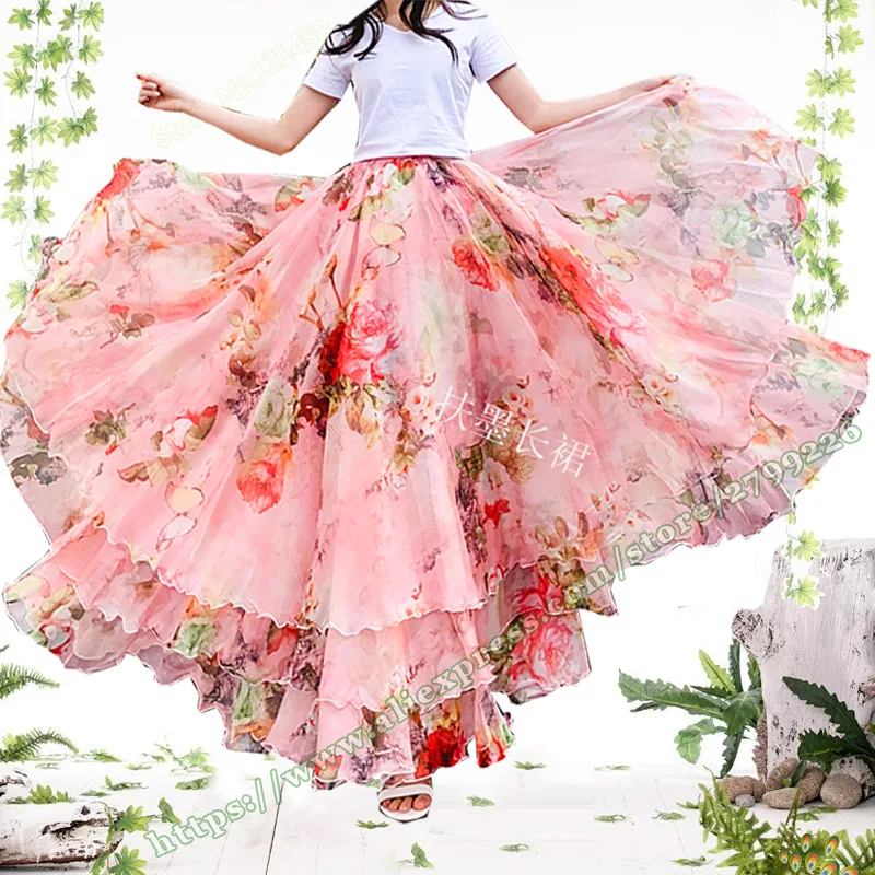 2019 Summer Bohemia Fashion Sweet Cute Holiday Pink Floral Chiffon Long Female Skirt designs Plus Size faldas largas elegantes
2019 Summer Bohemia Fashion Sweet Cute Holiday Pink Floral Chiffon Long Female Skirt designs Plus Size faldas largas elegantes
