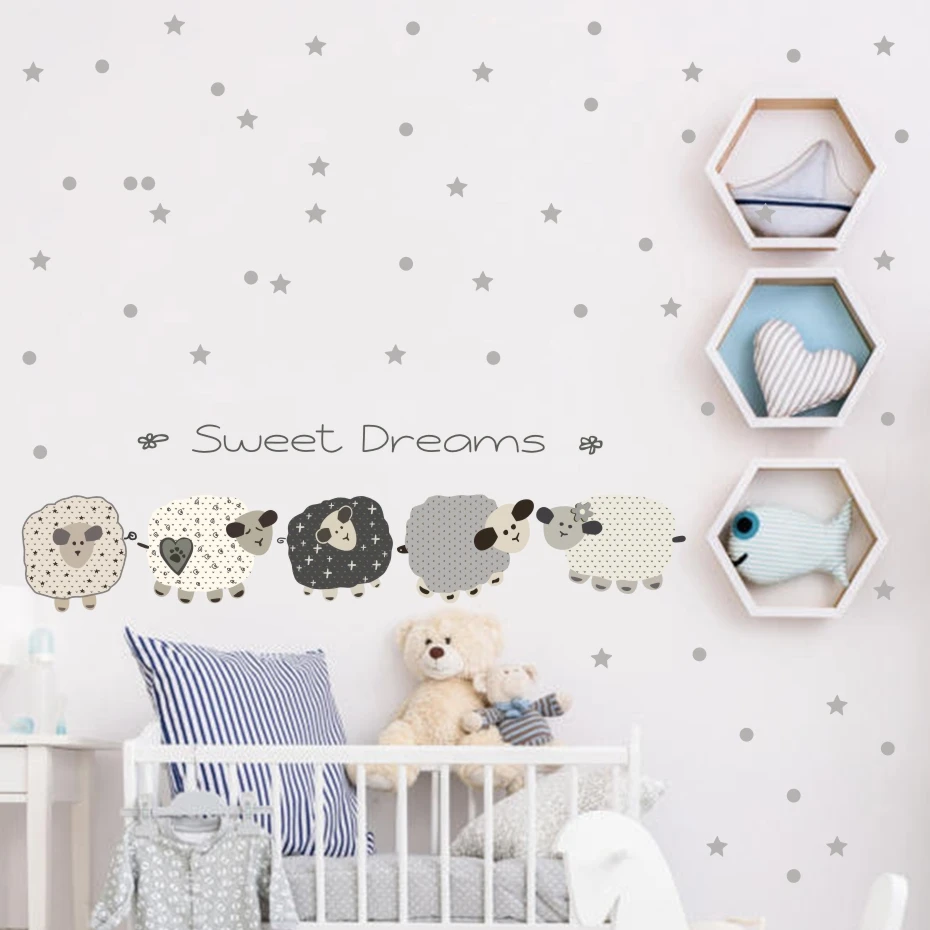 Sweet Dreams Fun Animal Sheep Color Wall Sticker (3)