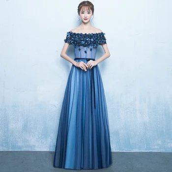 Fashion Off Should Female Dress Blue Elegant Floor Length Evening Party Gowns Formal Banquet Vestidos Stage Show Clothing
Fashion Off Should Female Dress Blue Elegant Floor Length Evening Party Gowns Formal Banquet Vestidos Stage Show Clothing