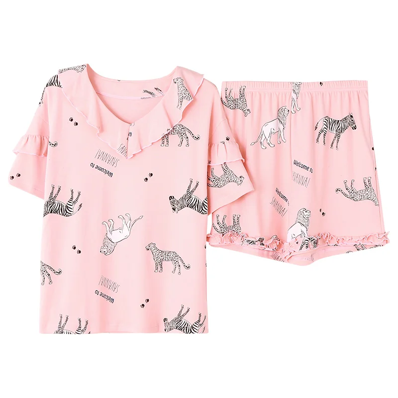 Pajamas Women Tee Shorts Two Piece Set Woman Clothes Summer Female Kawaii Nightwear Cute Animal Print Pajama Set 4XL
Pajamas Women Tee Shorts Two Piece Set Woman Clothes Summer Female Kawaii Nightwear Cute Animal Print Pajama Set 4XL