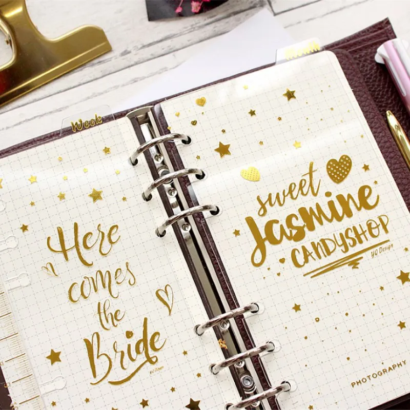 3Pcs A6 6 Holes Gold Notebook Loose Leaf Transparent PP Separator Pages month/weekly/diary plan Notebook Paper Inside Pages
3Pcs A6 6 Holes Gold Notebook Loose Leaf Transparent PP Separator Pages month/weekly/diary plan Notebook Paper Inside Pages