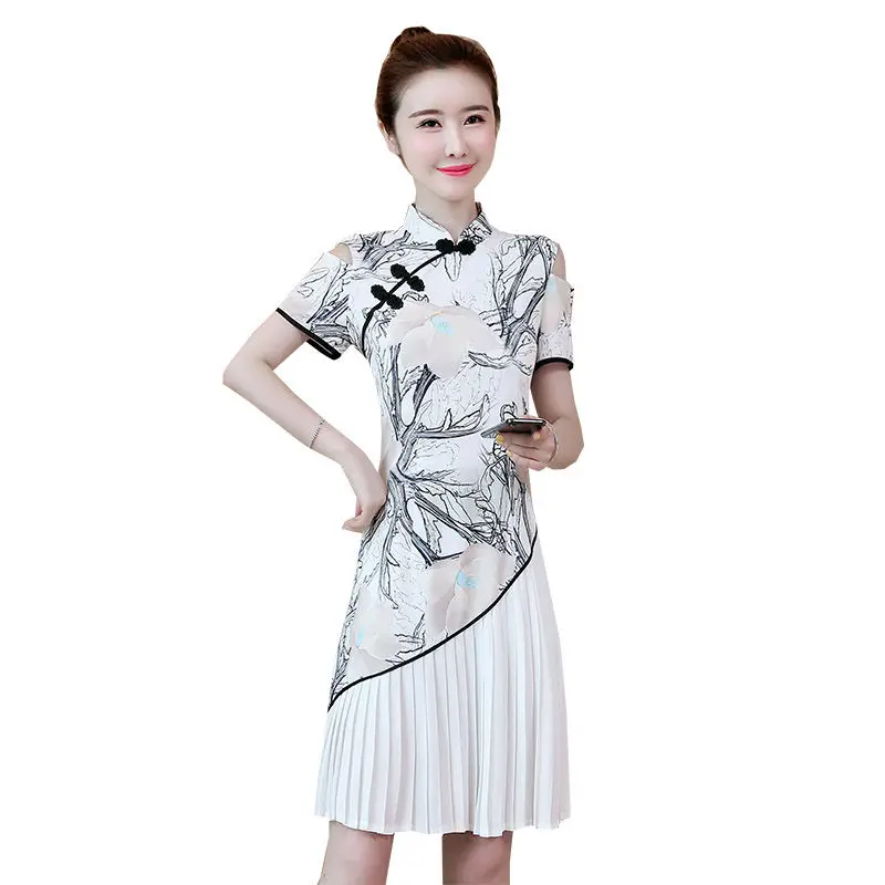 OL Fashion Pleated Patchwork Chinese Dress Big Sizes Women Summer Dress 2019 New Arrival Print Retro Elegant Dress Vestidos f610
OL Fashion Pleated Patchwork Chinese Dress Big Sizes Women Summer Dress 2019 New Arrival Print Retro Elegant Dress Vestidos f610