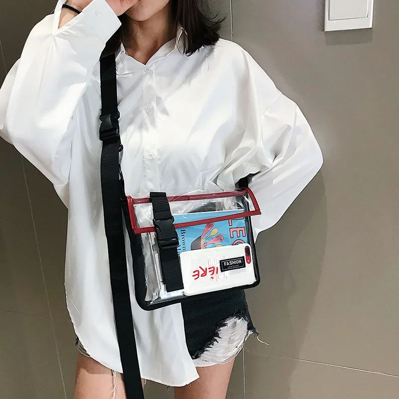 Women's fashion women's bag 2019 big bag female female fashion transparent street wild shoulder Messenger bag 
Women's fashion women's bag 2019 big bag female female fashion transparent street wild shoulder Messenger bag