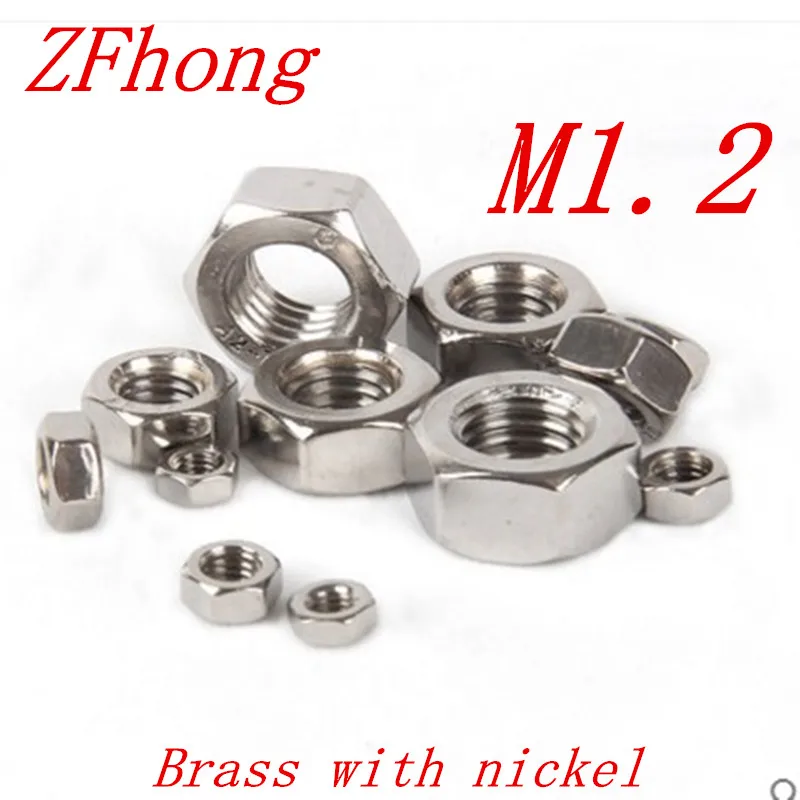 1000pcs/lot brass wiht nickel m1.2 hex nut
