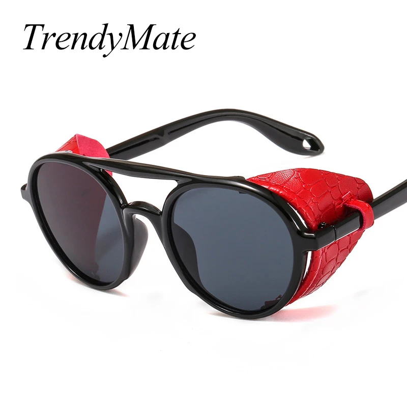 Newest PU Leather Retro Rivet Round Punk Sunglasses Men Vintage Steampunk Shades Women Goggles Fashion Oculos De Sol UV400 5413
Newest PU Leather Retro Rivet Round Punk Sunglasses Men Vintage Steampunk Shades Women Goggles Fashion Oculos De Sol UV400 5413