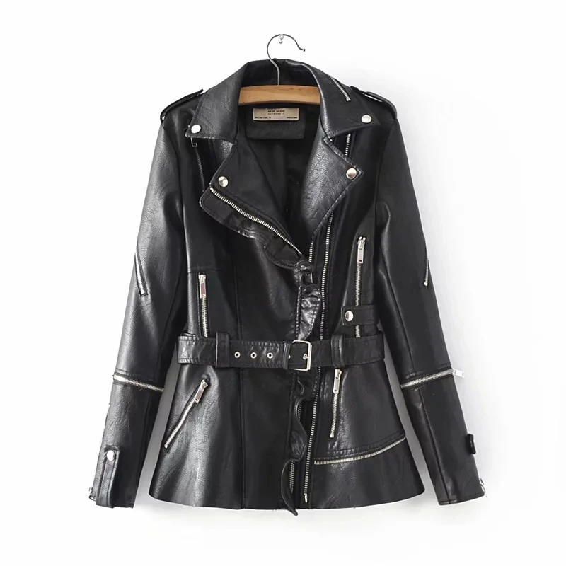 Ruffles Collar Jackets Women PU Leather Black Coats Slim Ladies Cool Outerwear with Sashes Pockets Chic Girls Outfits Clothes
Ruffles Collar Jackets Women PU Leather Black Coats Slim Ladies Cool Outerwear with Sashes Pockets Chic Girls Outfits Clothes