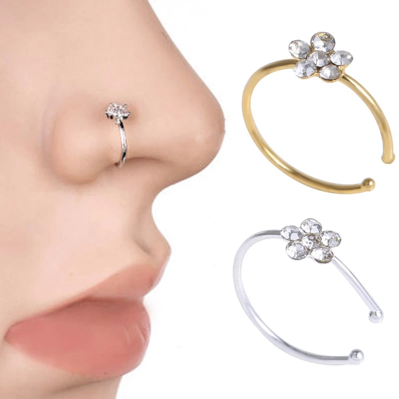 2PC Crystal Flower Nose Ring Fake Piercing Jewelry For Women Ear Helix Piercing Stainless Steel Body Jewelry Septum Tongue Navel
2PC Crystal Flower Nose Ring Fake Piercing Jewelry For Women Ear Helix Piercing Stainless Steel Body Jewelry Septum Tongue Navel
