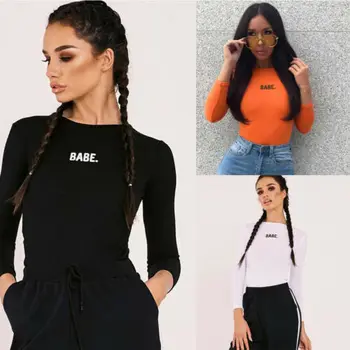 Fashion Women Long Sleeve Bodysuit Leotard Letter Top Cotton Casual Blouse Tops T-Shirt 2019 New Fashion
Fashion Women Long Sleeve Bodysuit Leotard Letter Top Cotton Casual Blouse Tops T-Shirt 2019 New Fashion