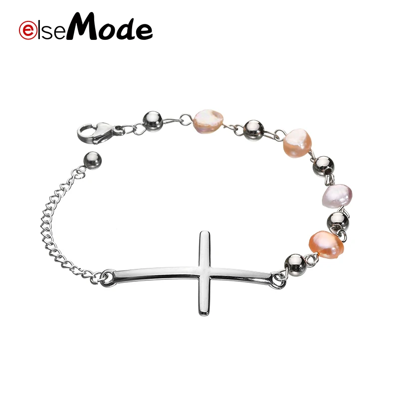 ELSEMODE Romantic Sweet Cross Christian Pearl Stainless Steel Chain Bracelets for Women Gift Religious Charm Jewelry Accessories
ELSEMODE Romantic Sweet Cross Christian Pearl Stainless Steel Chain Bracelets for Women Gift Religious Charm Jewelry Accessories
